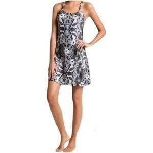 prAna Quinn dress floral geometric black white pattern